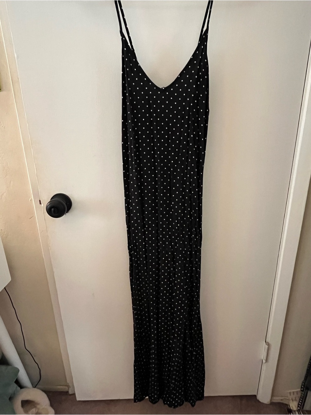 Old Navy Black Polka Dot Maxi Dress L Boho